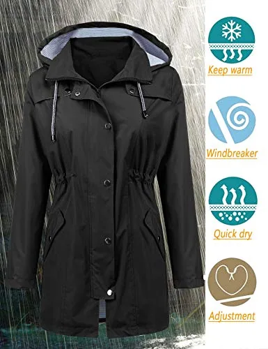 Lomon Belted Hooded Rain Jacket