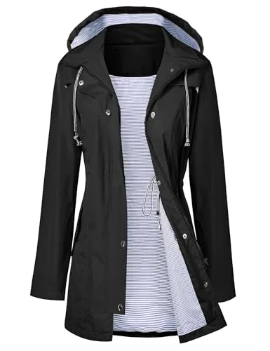 Lomon Belted Hooded Rain Jacket