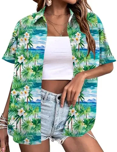 Lomon Floral Hawaiian Button Down Shirt